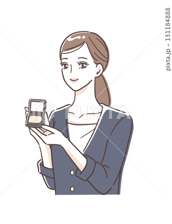 コスメを紹介する女性のイラスト素材 131184888