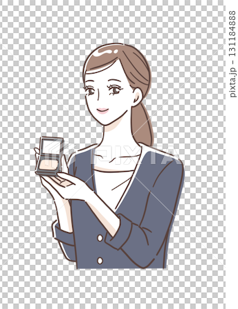 コスメを紹介する女性のイラスト素材 131184888