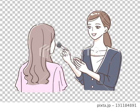 美容顧問為女性化妝的插圖素材 131184891