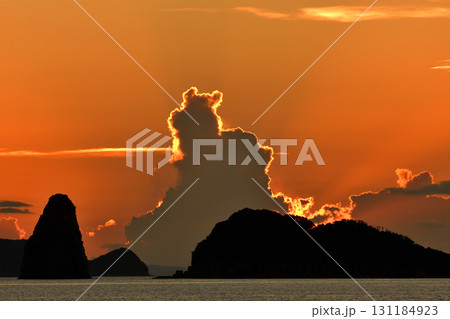 五島灘、角力灘、大角力の夕景 131184923