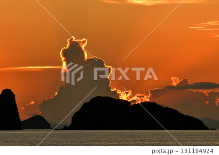 五島灘、角力灘、大角力の夕景 131184924