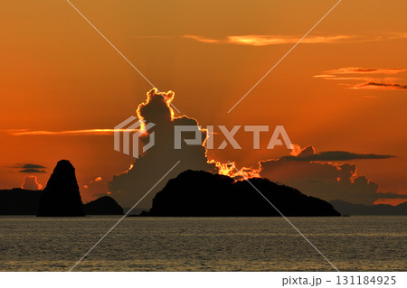 五島灘、角力灘、大角力の夕景 131184925