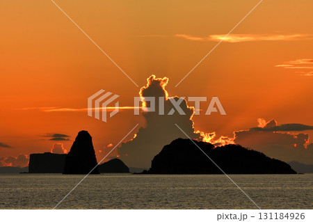 五島灘、角力灘、大角力の夕景 131184926