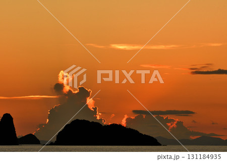 五島灘、角力灘、大角力の夕景 131184935