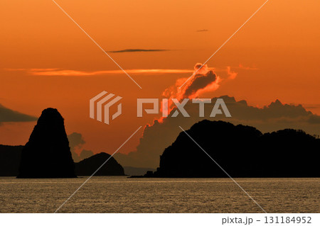 五島灘、角力灘、大角力の夕景 131184952