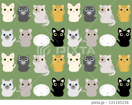 ネコのシームレスパターン〈ベタ・大〉A-3' 131185236