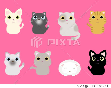 ネコのシームレスパターン〈ベタ・小〉A-6 131185241