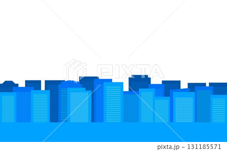 都市風景　白背景　ブルー 131185571