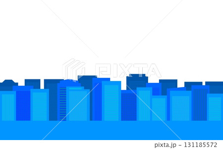都市風景 白背景 ブルー 都市風景 白背景 ブルー 131185572