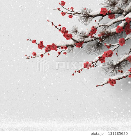 雪の中の赤い梅の花 雪の中の赤い梅の花 131185620