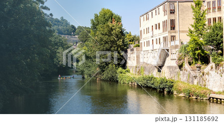 Charming Riverside View of European Architecture Charming Riverside View of European Architecture 131185692