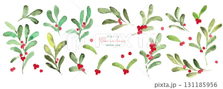 水彩画。水彩タッチのクリスマスフレーム。12月のクリスマスベクター水彩背景。クリスマスイラスト。 水彩画。水彩タッチのクリスマスフレーム。12月のクリスマスベクター水彩背景。クリスマスイラスト。 131185956