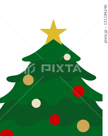 クリスマスツリーに星とオーナメントが光るシンプルなカードデザイン素材 クリスマスツリーに星とオーナメントが光るシンプルなカードデザイン素材 131186246