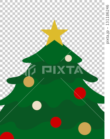 クリスマスツリーに星とオーナメントが光るシンプルなカードデザイン素材 クリスマスツリーに星とオーナメントが光るシンプルなカードデザイン素材 131186246