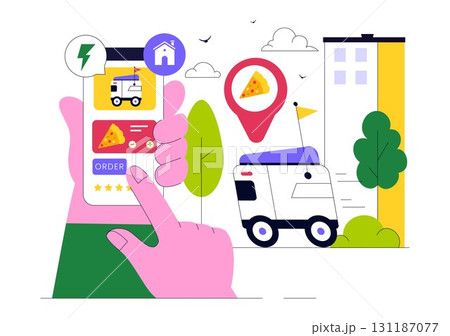 Food Delivery Robot Service Vector Illustration Featuring an AI Robot Serving Boxed Meals in a Restaurant with a Modern Robotic Waiter System Design Food Delivery Robot Service Vector Illustration Featuring an AI Robot Serving Boxed Meals in a Restaurant with a Modern Robotic Waiter System Design 131187077
