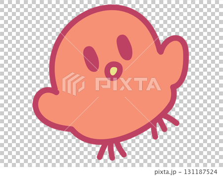 可愛的圓形紅色小雞的插圖素材 131187524