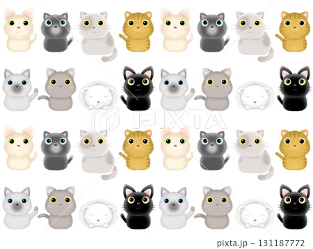 ネコのシームレスパターン〈影付き・大〉B-1' ネコのシームレスパターン〈影付き・大〉B-1' 131187772