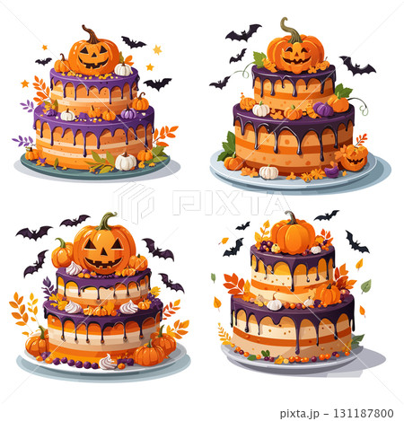ハロウィン　ケーキ　イラストセット 131187800