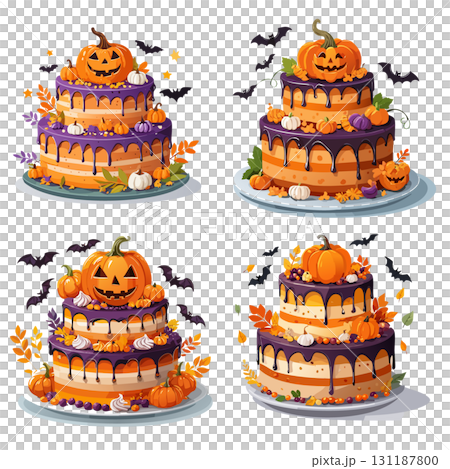 ハロウィン　ケーキ　イラストセット 131187800