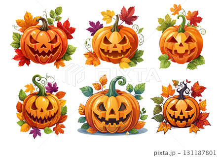 ハロウィン　ジャックオーランタン　イラストセット 131187801