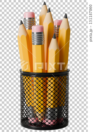 Pencil Holder Full Of Simple Graphite Pencils 131187860