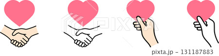 手とハートの思いやり・愛・やさしさのアイコンセット2 手とハートの思いやり・愛・やさしさのアイコンセット2 131187883