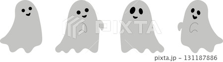 ハロウィンのかわいいお化けゴーストイラストアイコン 131187886