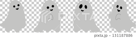 ハロウィンのかわいいお化けゴーストイラストアイコン 131187886