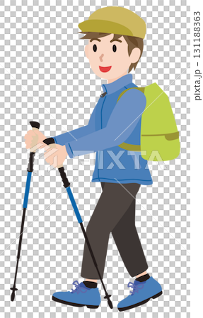 トレッキングをする男性のイラスト 131188363