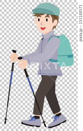 トレッキングをする男性のイラスト 131188571