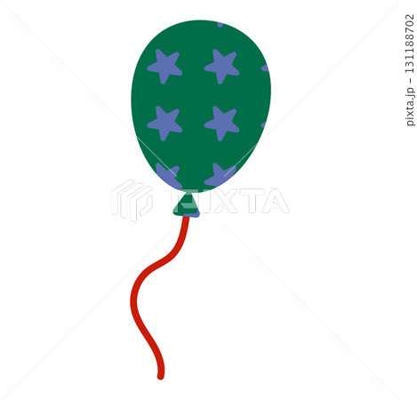星柄の緑色風船イラスト 131188702