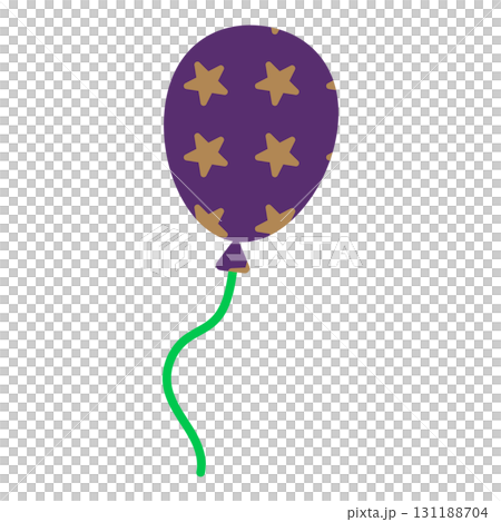 金色の星模様付き紫の風船イラスト 131188704