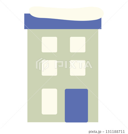雪の積もった青い屋根の建物イラスト 雪の積もった青い屋根の建物イラスト 131188711