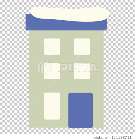雪の積もった青い屋根の建物イラスト 雪の積もった青い屋根の建物イラスト 131188711