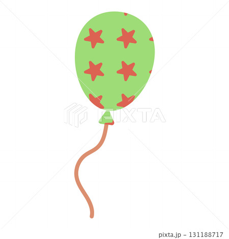 赤い星模様付き緑の風船イラスト 131188717