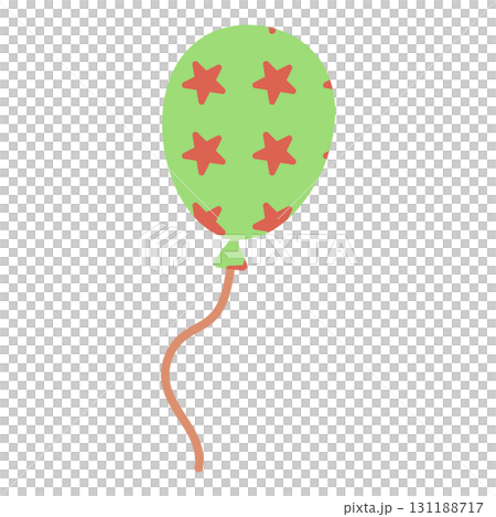 赤い星模様付き緑の風船イラスト 131188717