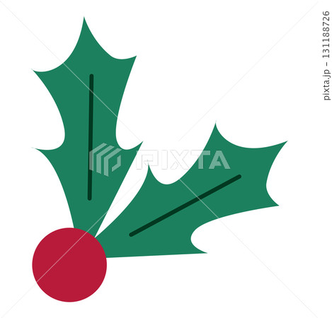 ヒイラギの葉と赤い実のクリスマスイラスト 131188726
