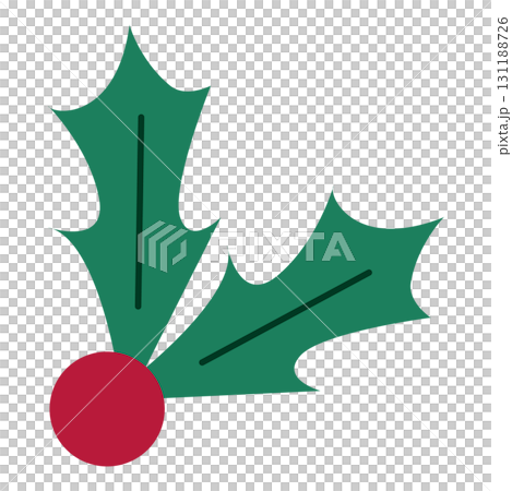 ヒイラギの葉と赤い実のクリスマスイラスト 131188726