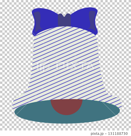 帶有藍色絲帶的白色條紋鈴鐺插圖 帶有藍色絲帶的白色條紋鈴鐺插圖 131188730