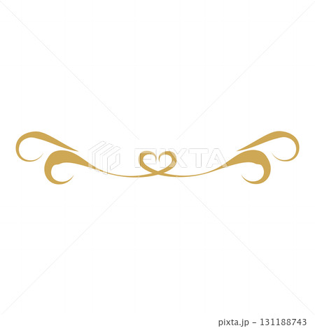 ハート付きゴールド装飾ラインイラスト ハート付きゴールド装飾ラインイラスト 131188743