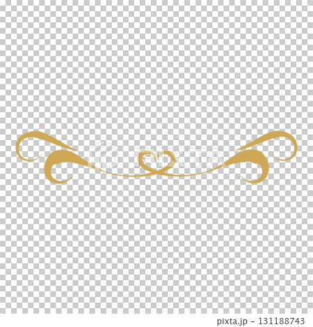 Gold decorative line illustration with hearts 131188743
