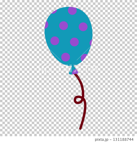 水玉模様の青い風船イラスト 131188744