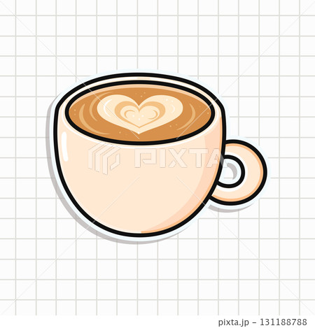 Coffee latte art heart sticker illustration Coffee latte art heart sticker illustration 131188788