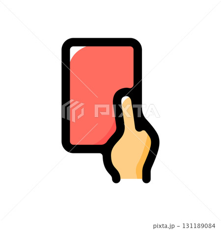 レッドカードのイラストアイコン（道具・フットボール・サッカー素材） 131189084