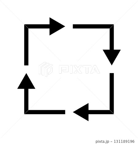 4本の黒矢印が循環する四角形のベクターイラスト素材 131189196