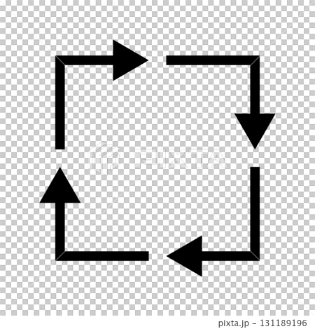 帶有四個黑色箭頭循環的正方形的向量插圖 帶有四個黑色箭頭循環的正方形的向量插圖 131189196