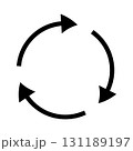 3本の黒矢印が循環する円のベクターイラスト素材 131189197