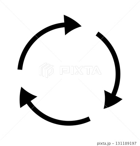 3本の黒矢印が循環する円のベクターイラスト素材 3本の黒矢印が循環する円のベクターイラスト素材 131189197