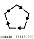 5本の黒矢印が循環する五角形のベクターイラスト素材 131189200