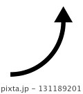 カーブしながら上昇する矢印のベクターイラスト素材 131189201